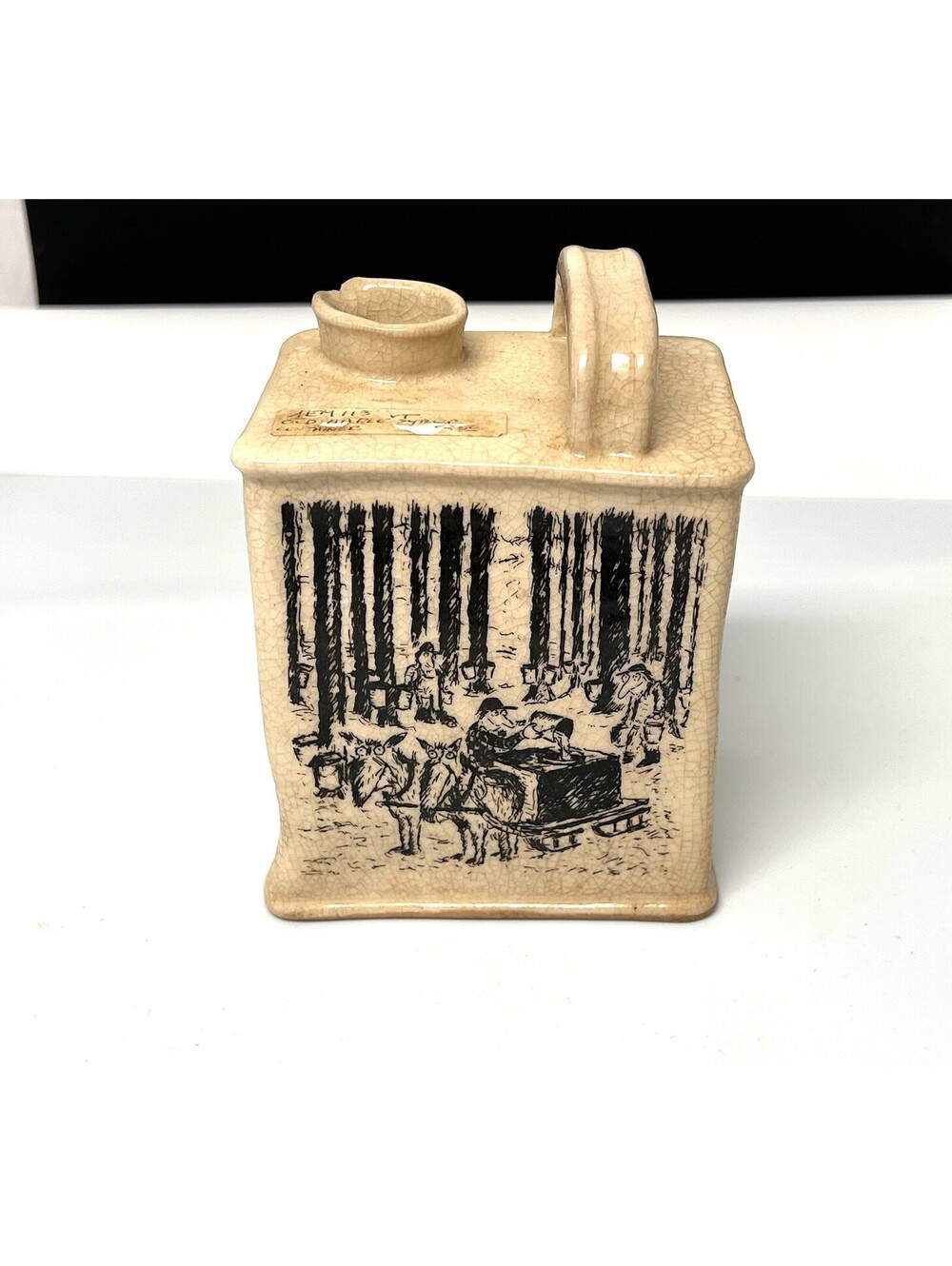 Vintage Kopots Vermont Pure Maple Syrup Can Pottery Ceramic Stoneware Bottle